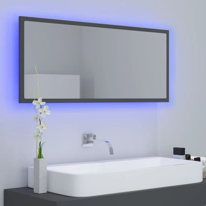 Specchio da Bagno a LED Grigio 100x8,5x37 cm in Acrilico