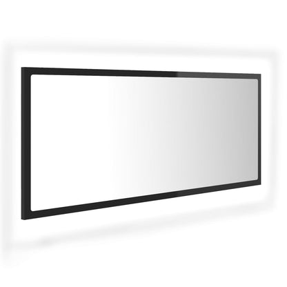 Specchio da Bagno LED Nero Lucido 100x8,5x37 cm in Acrilico