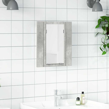 Armadietto a Specchio con Luci LED Grigio Cemento in Acrilico