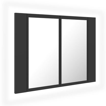 Armadietto a Specchio con Luci LED Grigio 60x12x45 in Acrilico