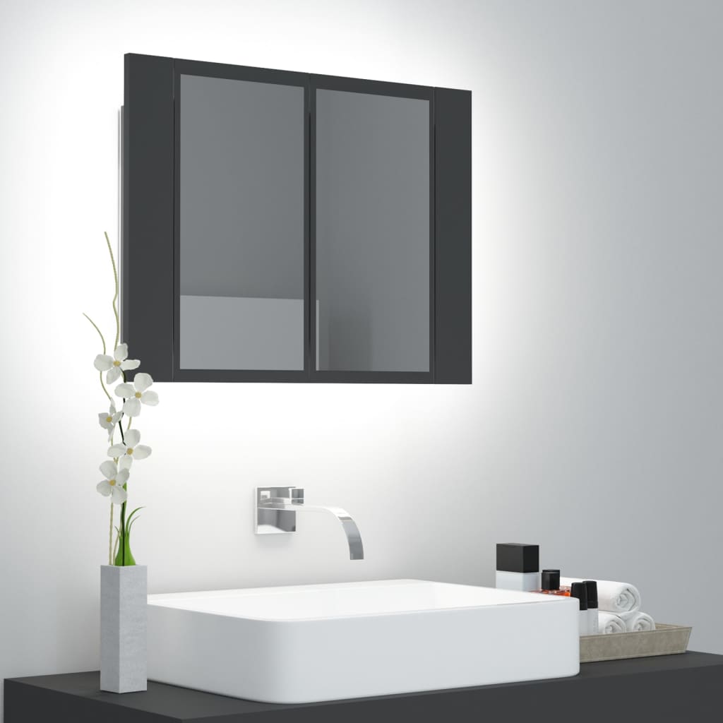 Armadietto a Specchio con Luci LED Grigio 60x12x45 in Acrilico