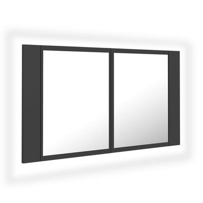 Armadietto a Specchio con Luci LED Grigio 80x12x45 in Acrilico
