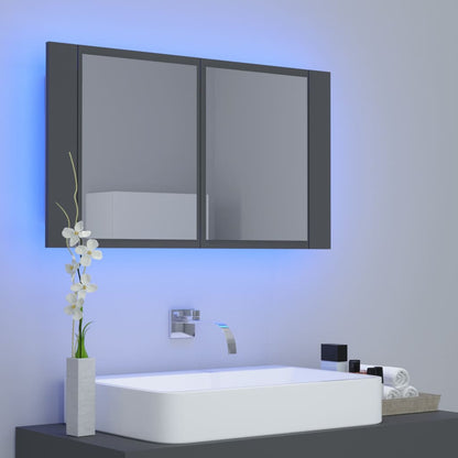 Armadietto a Specchio con Luci LED Grigio 80x12x45 in Acrilico