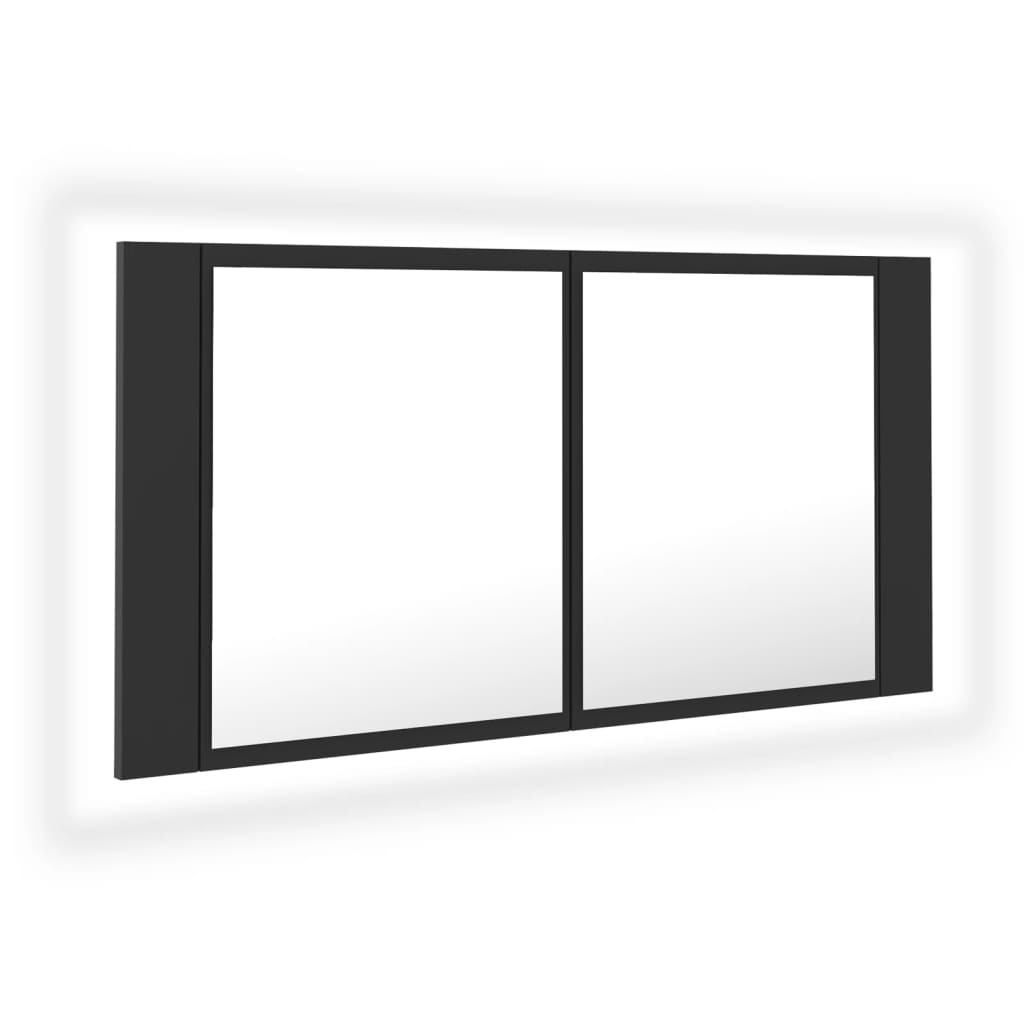 Armadietto a Specchio con Luci LED Grigio 90x12x45 in Acrilico
