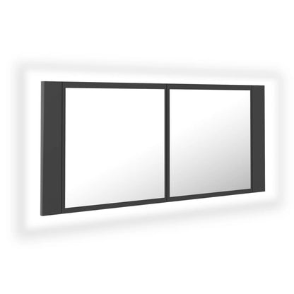 Armadietto a Specchio con Luci LED Grigio 100x12x45 in Acrilico