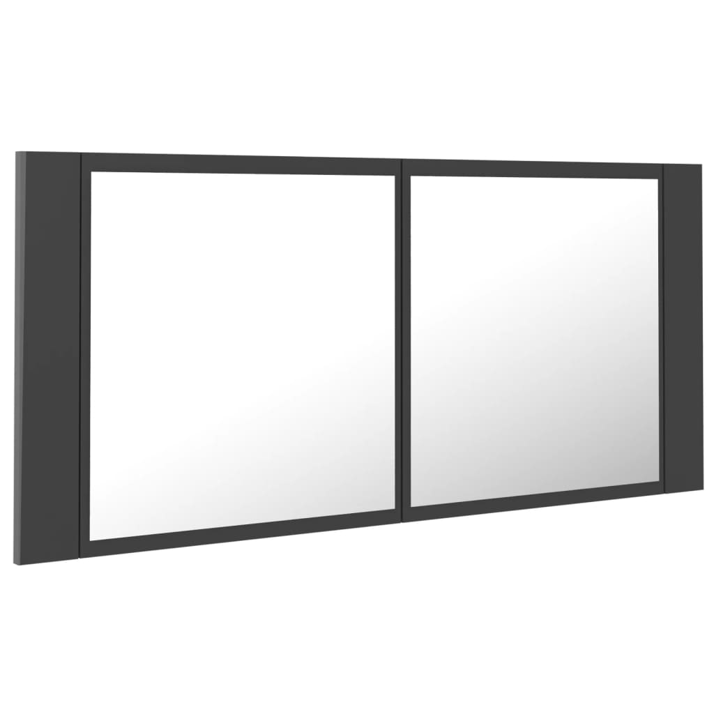 Armadietto a Specchio con Luci LED Grigio 100x12x45 in Acrilico