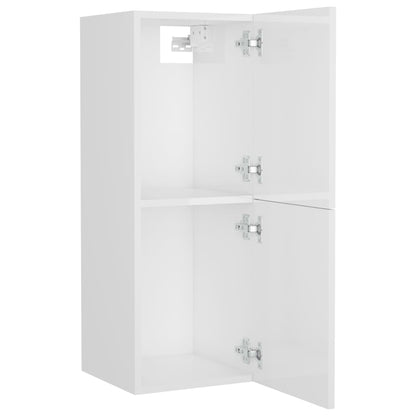Mobile da Bagno Bianco Lucido 30x30x80 cm in Legno Multistrato