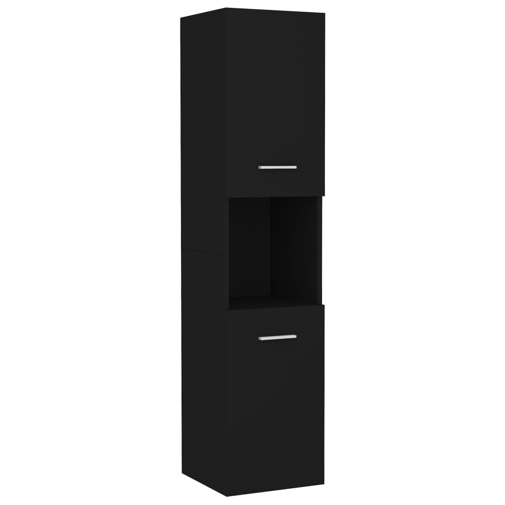 Mobile da Bagno Nero 30x30x130 cm in Legno Multistrato