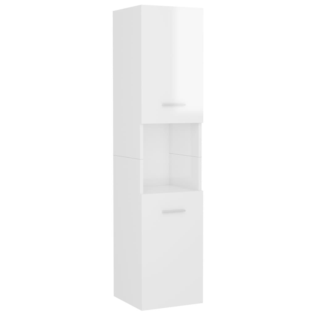 Armadietto Bagno Bianco Lucido 30x30x130cm in Legno Multistrato