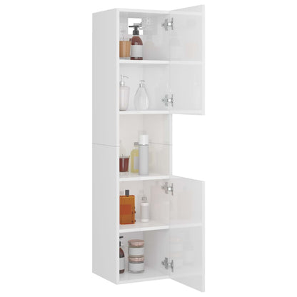 Armadietto Bagno Bianco Lucido 30x30x130cm in Legno Multistrato