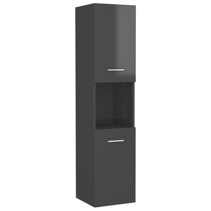 Mobile da Bagno Grigio Lucido 30x30x130 cm in Legno Multistrato