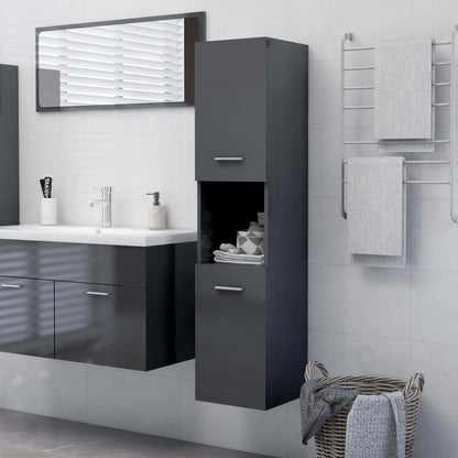 Mobile da Bagno Grigio Lucido 30x30x130 cm in Legno Multistrato