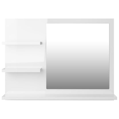 Specchio da Bagno Bianco Lucido 60x10,5x45 cm Legno Multistrato