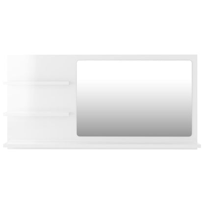 Specchio da Bagno Bianco Lucido 90x10,5x45 cm Legno Multistrato