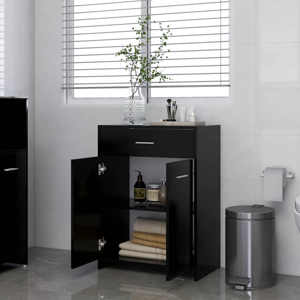 Mobile da Bagno Nero 60x33x80 cm in Legno tecnico