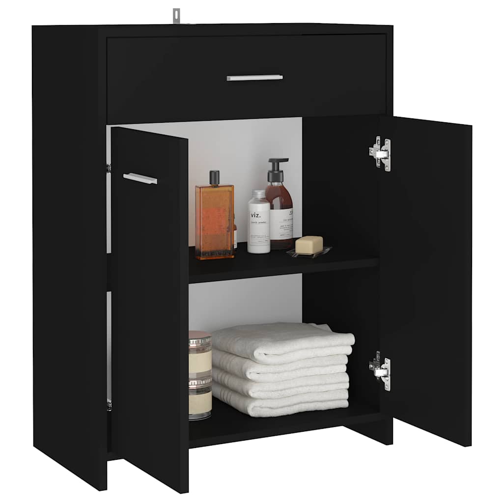 Mobile da Bagno Nero 60x33x80 cm in Legno tecnico
