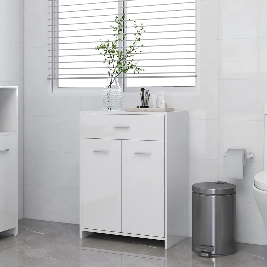 Mobile da Bagno Bianco Lucido 60x33x80 cm in Legno tecnico