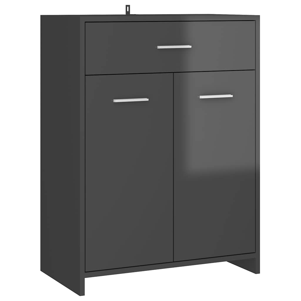 Mobile da Bagno Grigio Lucido 60x33x80 cm in Legno tecnico