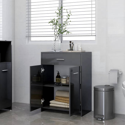 Mobile da Bagno Grigio Lucido 60x33x80 cm in Legno tecnico