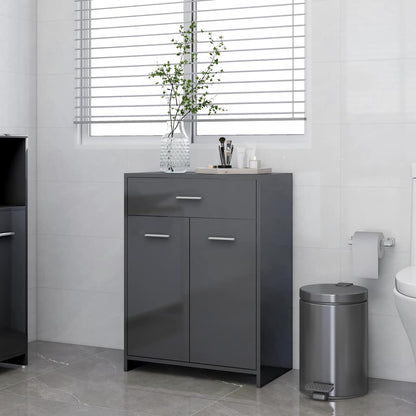 Mobile da Bagno Grigio Lucido 60x33x80 cm in Legno tecnico