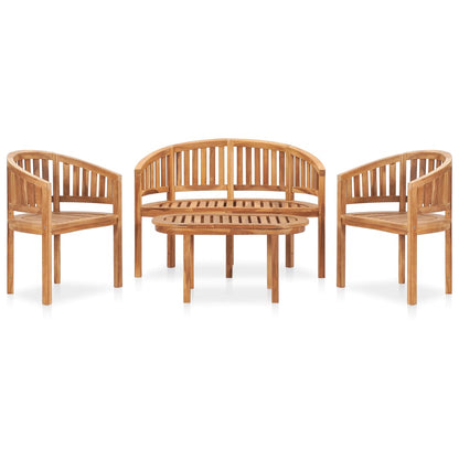 Set Salotto da Giardino 4 pz Design Curvo in Massello di Teak