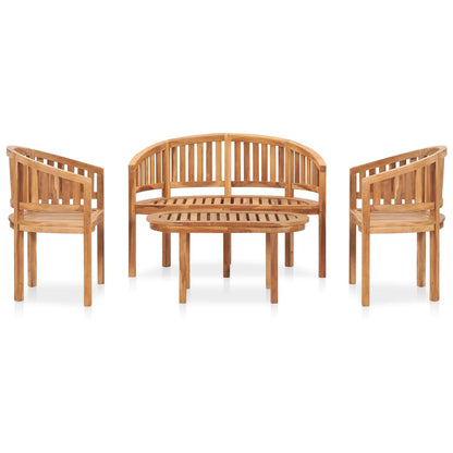 Set Salotto da Giardino 4 pz Design Curvo in Massello di Teak