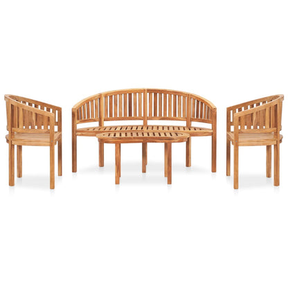 Set Salotto da Giardino 4 pz Design Curvo in Massello di Teak