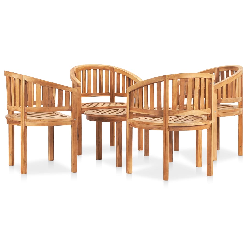 Set Salotto da Giardino 5 pz Design Curvo in Massello di Teak