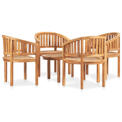 Set Salotto da Giardino 5 pz Design Curvo in Massello di Teak