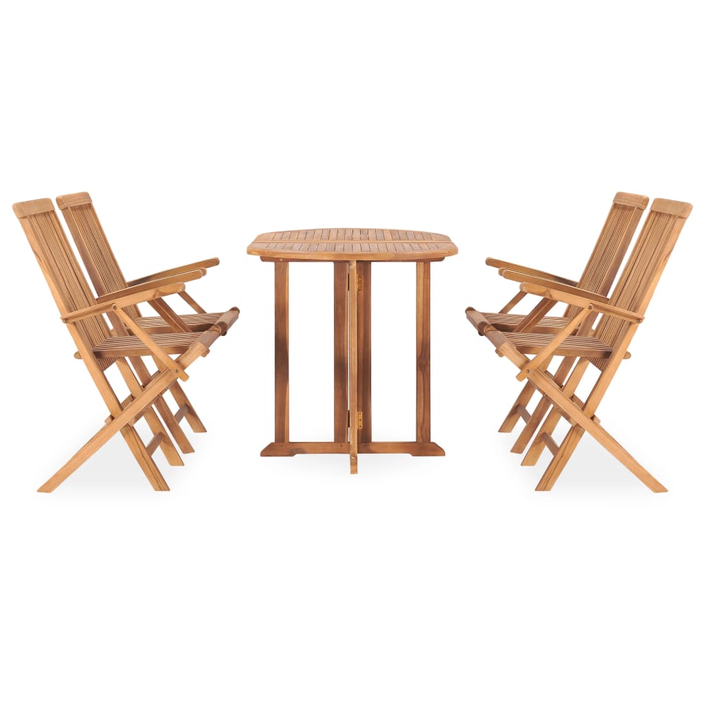 Set da Pranzo da Giardino 5 pz Pieghevole in Massello di Teak