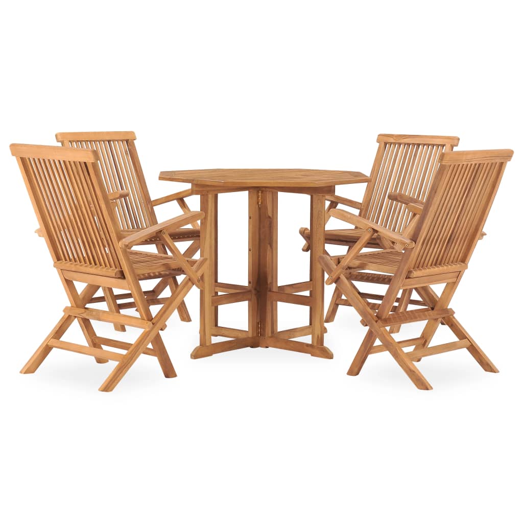 Set da Pranzo da Giardino 5 pz Pieghevole in Massello di Teak