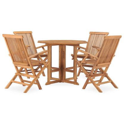 Set da Pranzo da Giardino 5 pz Pieghevole in Massello di Teak