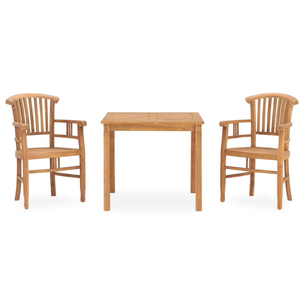 Set da Pranzo da Giardino 3 pz in Legno Massello di Teak