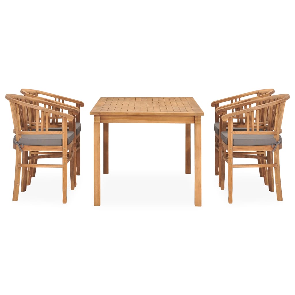 Set da Pranzo da Giardino 5 pz con Cuscini in Massello di Teak
