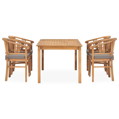 Set da Pranzo da Giardino 5 pz con Cuscini in Massello di Teak