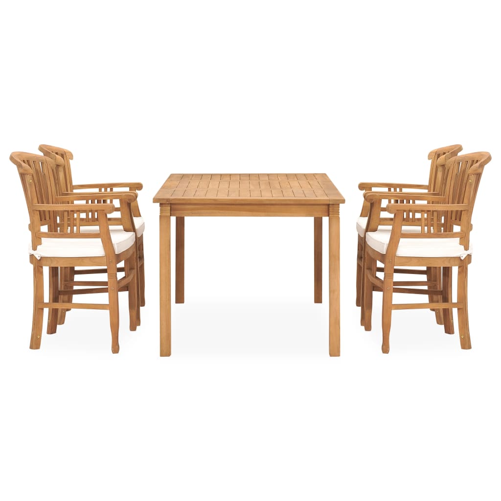 Set da Pranzo da Giardino 5 pz con Cuscini in Legno di Teak