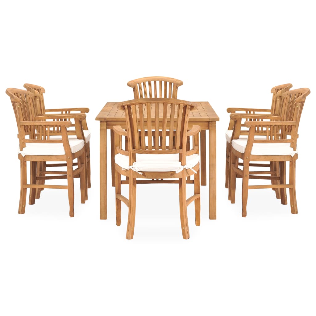 Set da Pranzo da Giardino 7 pz con Cuscini in Legno di Teak