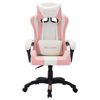 Sedia da Gaming con Luci a LED RGB Rosa e Nera in Similpelle
