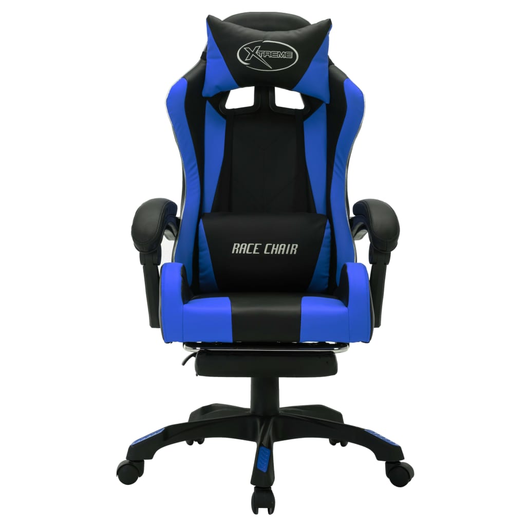 Sedia da Gaming con Luci a LED RGB Blu e Nera in Similpelle
