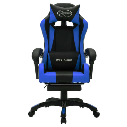Sedia da Gaming con Luci a LED RGB Blu e Nera in Similpelle