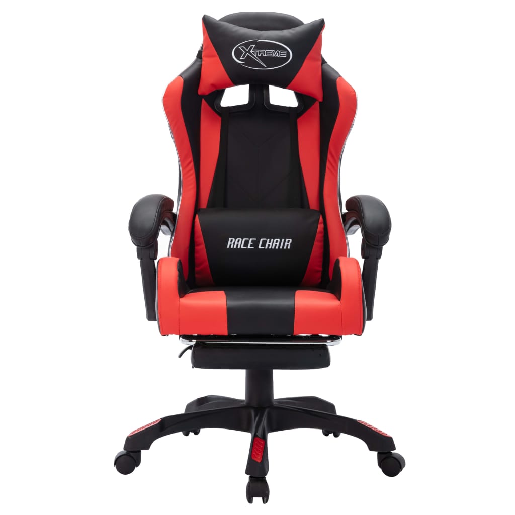 Sedia da Gaming con Luci a LED RGB Rossa e Nera in Similpelle