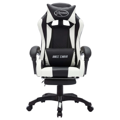 Sedia da Gaming con Luci a LED RGB Bianca e Nera in Similpelle
