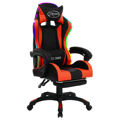 Sedia da Gaming con Luci a LED RGB Arancione e Nera Similpelle