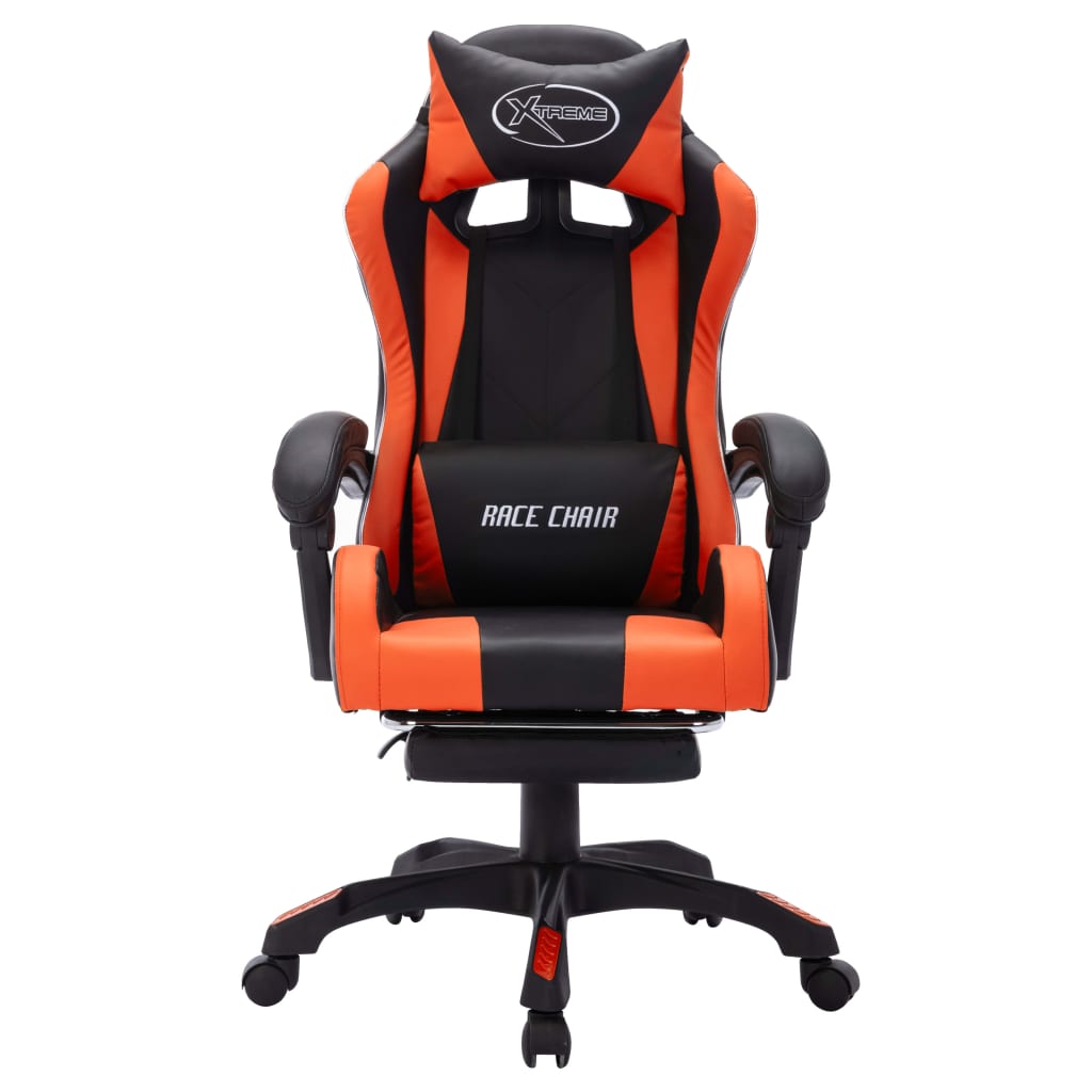 Sedia da Gaming con Luci a LED RGB Arancione e Nera Similpelle
