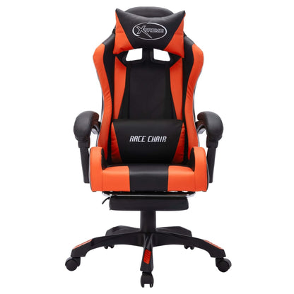 Sedia da Gaming con Luci a LED RGB Arancione e Nera Similpelle