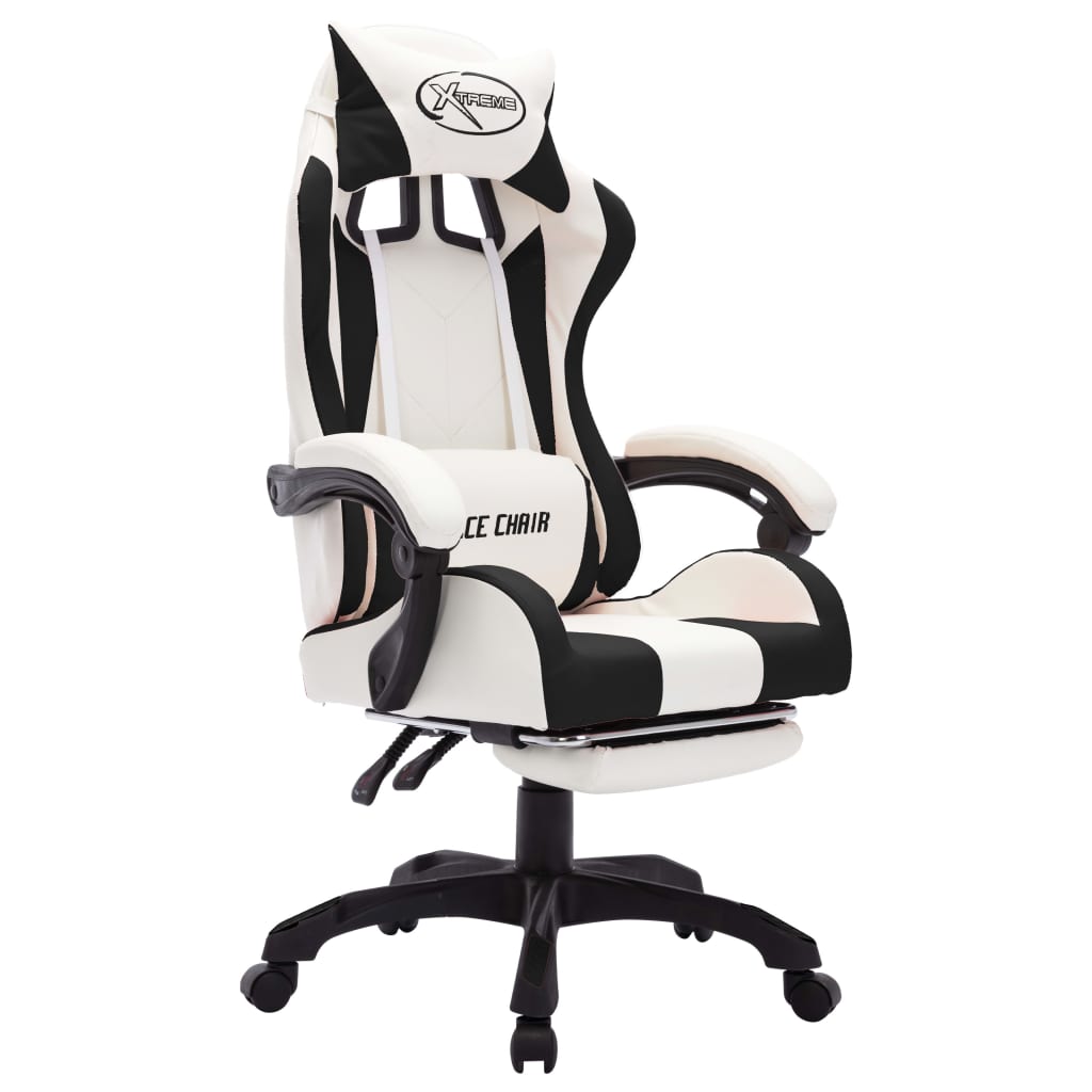 Sedia da Gaming con Luci a LED RGB Nera e Bianca in Similpelle