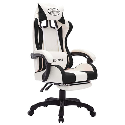 Sedia da Gaming con Luci a LED RGB Nera e Bianca in Similpelle