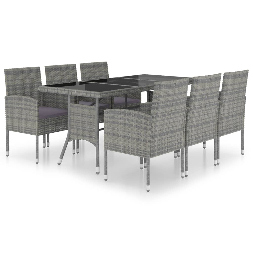 Set Mobili da Pranzo Giardino 7 pz Polyrattan Antracite Grigio