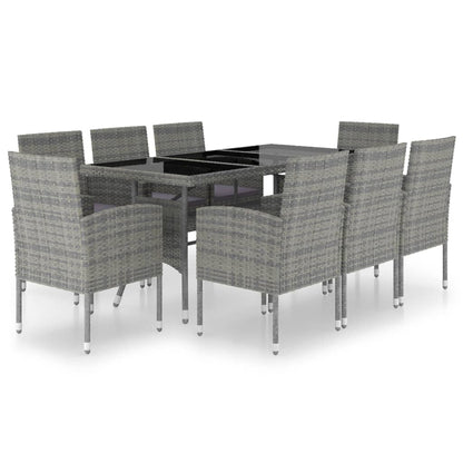 Set Mobili da Pranzo Giardino 9 pz Polyrattan Antracite Grigio