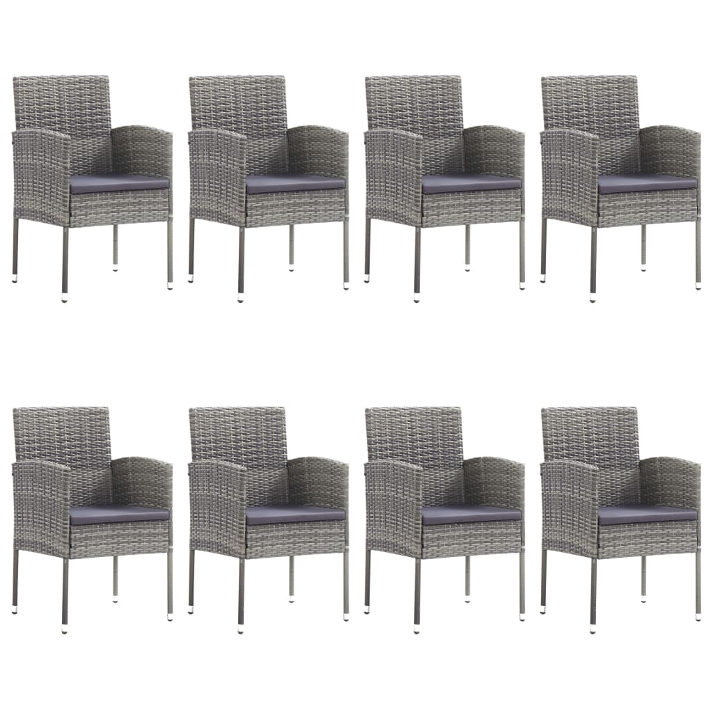 Set Mobili da Pranzo Giardino 9 pz Polyrattan Antracite Grigio